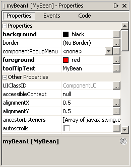 这个图示了属性窗口中的myBean1属性