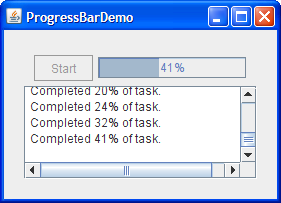 ProgressBarDemo的快照，使用进度条