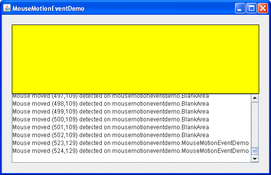 MouseMotionEventDemo screen shot