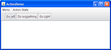 ActionDemo的快照，使用动作协调菜单和按钮。