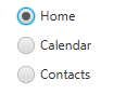 三个单选按钮：主页，日历，联系人